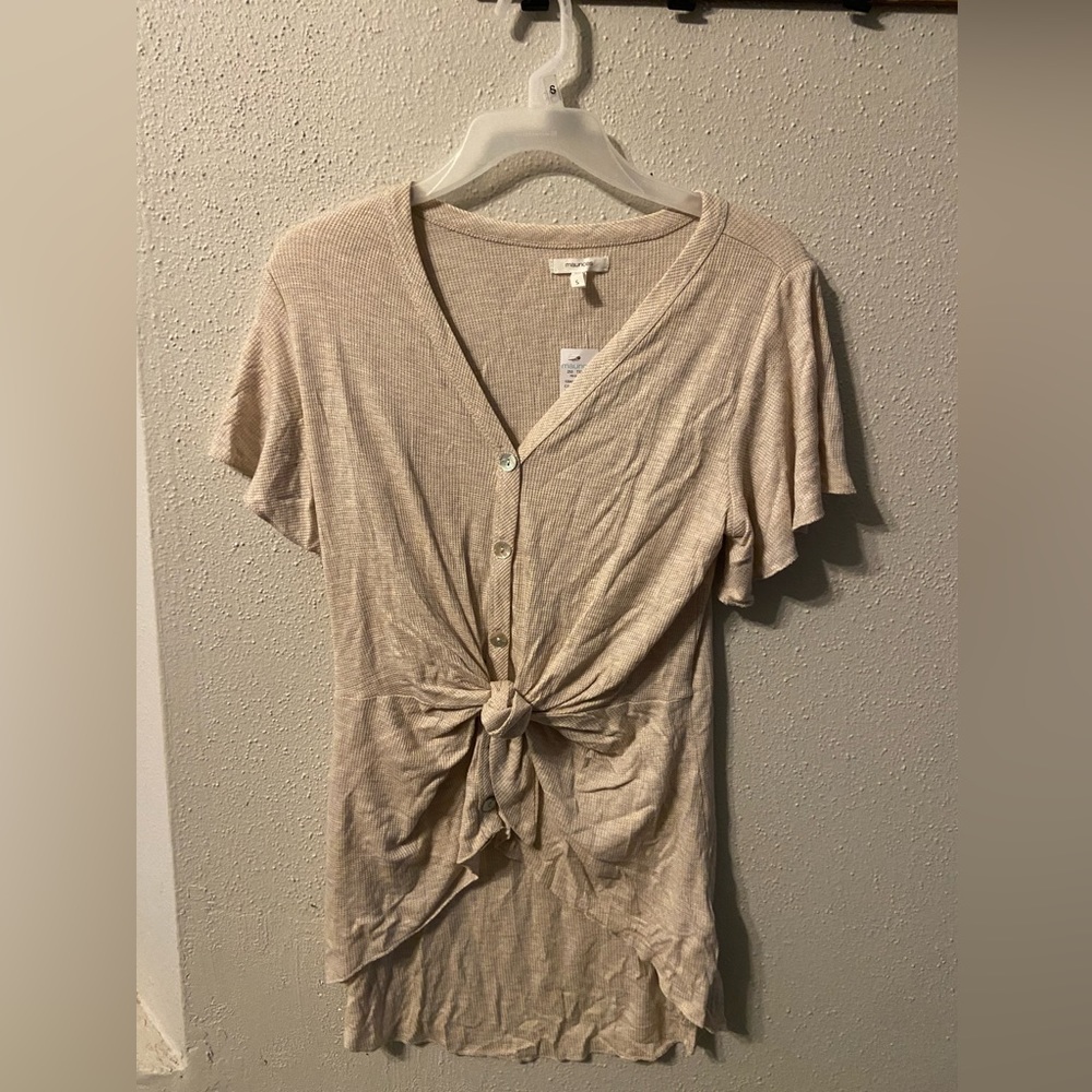 NWT Maurice’s Tan Knot Button Shirt